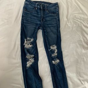American Eagle Outfitters- Ne(x)t Level Stretch Dark Wash Ripped Skinny Jeans